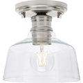 PROGRESS LIGHTING P350226-009 Brushed Nickel Singleton Collection One-Light 7.62" Brushed Nickel Farmhouse Small Semi-Flush Mount Light with Clear Glass Shade