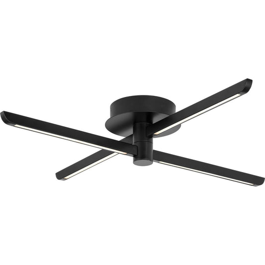 PROGRESS LIGHTING P350230-31M-30 Matte Black Pivot LED Four-Light Matte Black Modern Semi-Flush or Wall Mount Fixture
