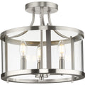 PROGRESS LIGHTING P350231-009 Brushed Nickel Gilliam Collection 13 in. Three-Light Brushed Nickel New Traditional Semi-Flush Mount
