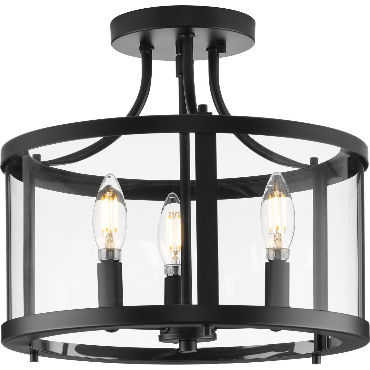 PROGRESS LIGHTING P350231-31M Matte Black Gilliam Collection 13 in. Three-Light Matte Black New Traditional Semi-Flush Mount