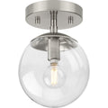 PROGRESS LIGHTING P350234-009 Brushed Nickel Atwell Collection One-Light Brushed Nickel Mid-Century Modern Semi-Flush Mount