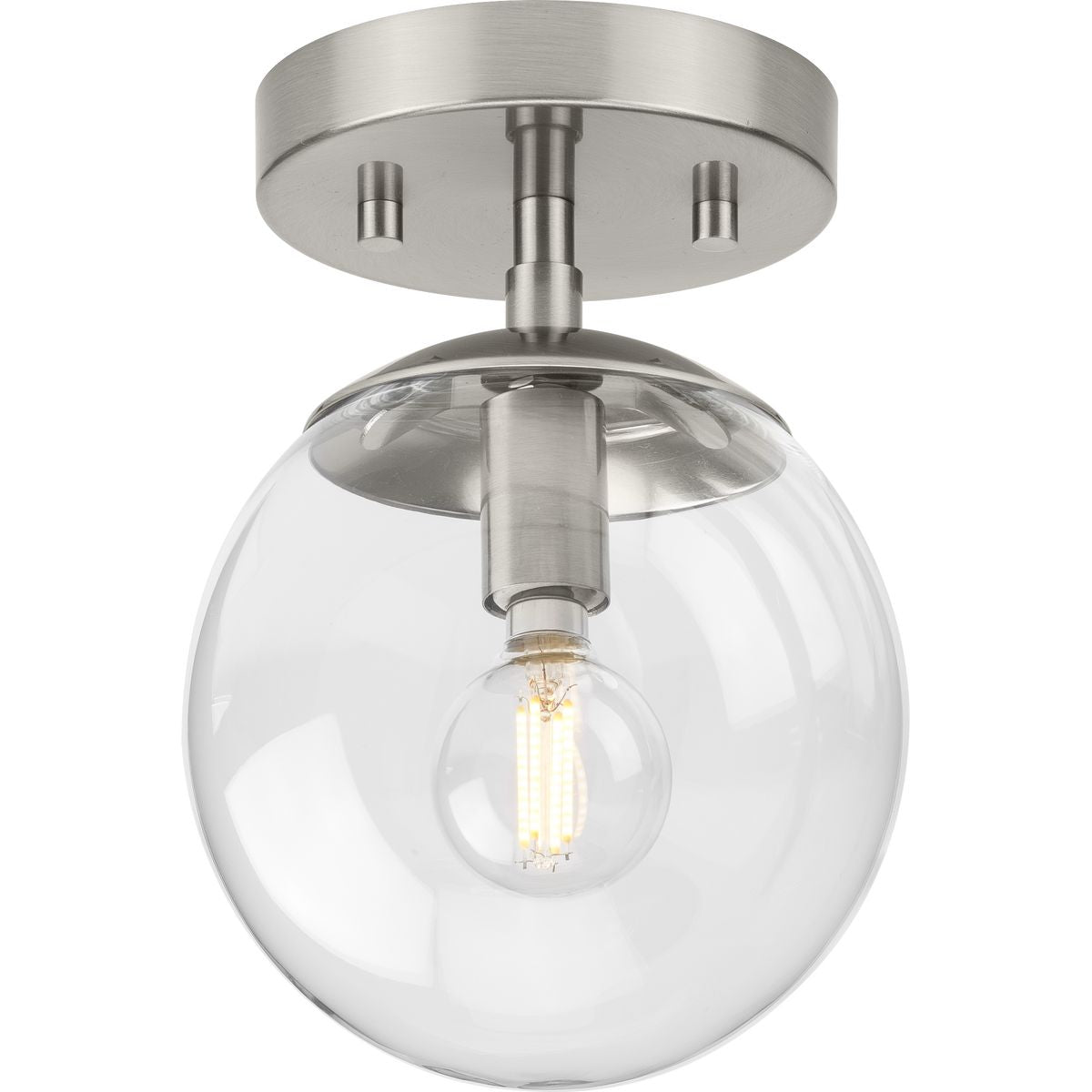 PROGRESS LIGHTING P350234-009 Brushed Nickel Atwell Collection One-Light Brushed Nickel Mid-Century Modern Semi-Flush Mount