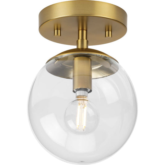 PROGRESS LIGHTING P350234-109 Brushed Bronze Atwell Collection One-Light Brushed Bronze Mid-Century Modern Semi-Flush Mount