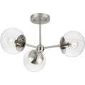 PROGRESS LIGHTING P350235-009 Brushed Nickel Atwell Collection Three-Light Brushed Nickel Mid-Century Modern Semi-Flush Mount