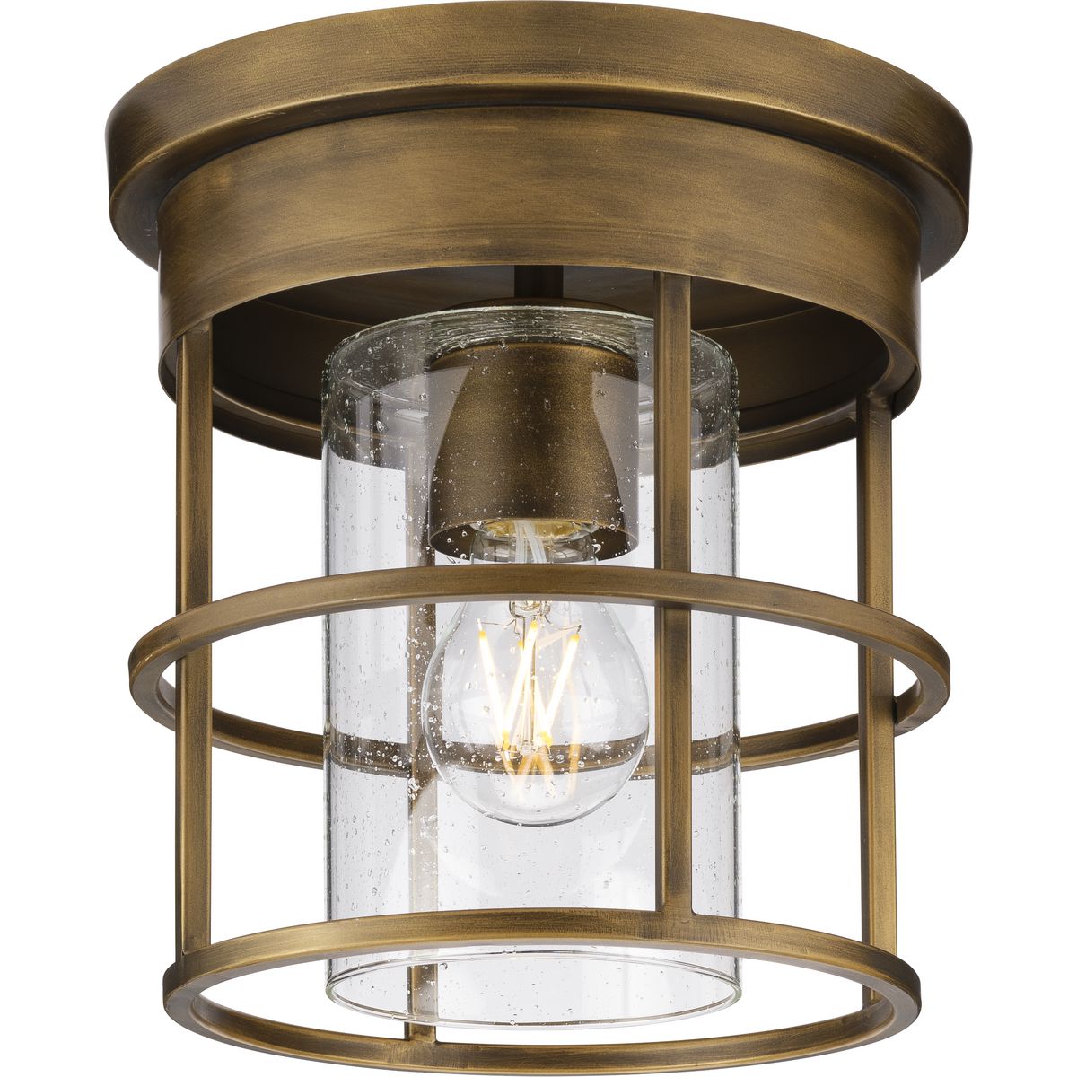 PROGRESS LIGHTING P350236-196 Aged Bronze Burgess Collection One-Light Aged Bronze Modern Farmhouse Flush Mount