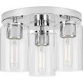 PROGRESS LIGHTING P350237-015 Polished Chrome Cofield Collection 12. in Three-Light Polished Chrome Transitional Flush Mount