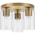 PROGRESS LIGHTING P350237-163 Vintage Brass Cofield Collection 12 in. Three-Light Vintage Brass Transitional Flush Mount