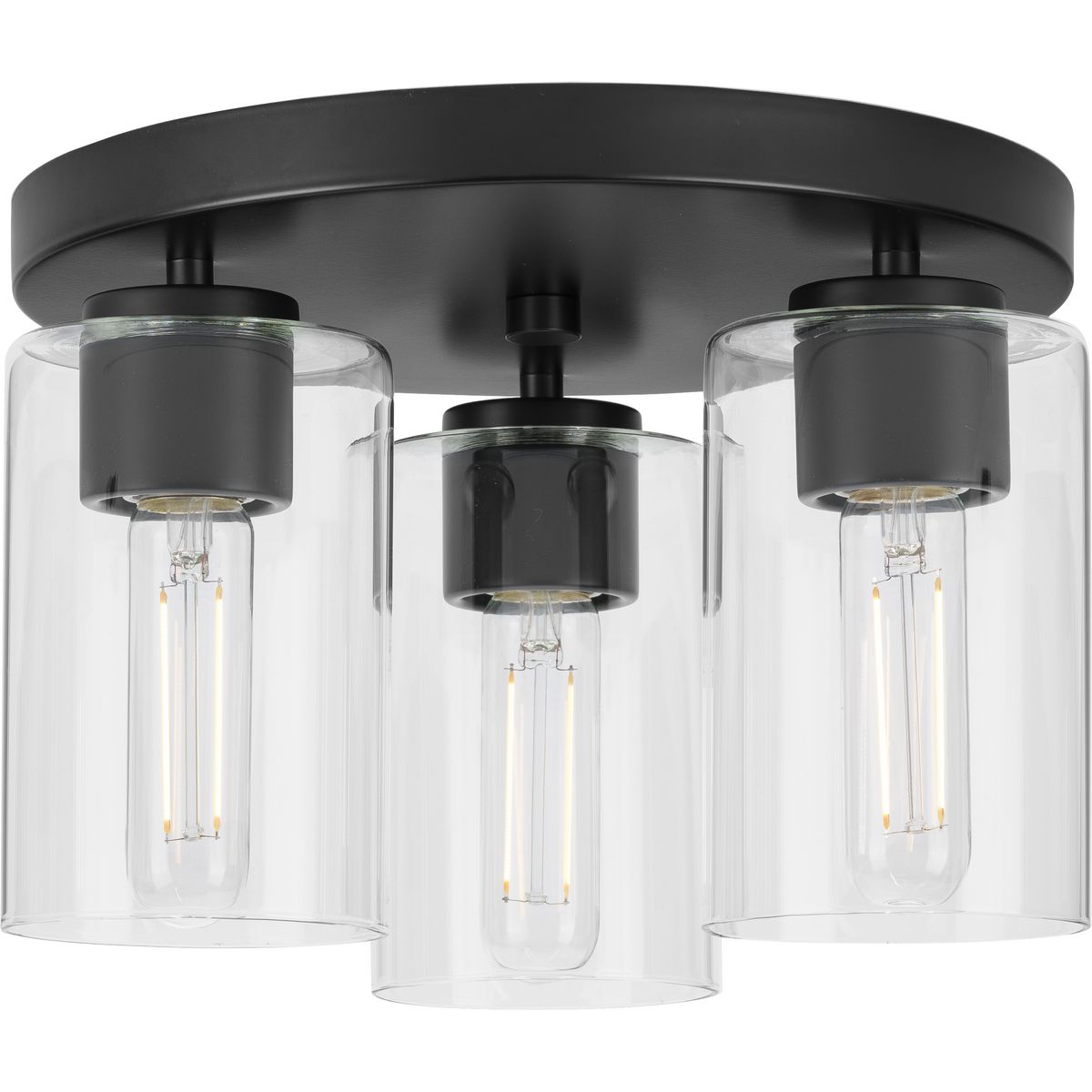 PROGRESS LIGHTING P350237-31M Matte Black Cofield Collection 12 in. Three-Light Matte Black Transitional Flush Mount
