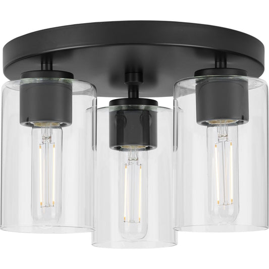 PROGRESS LIGHTING P350237-31M Matte Black Cofield Collection 12 in. Three-Light Matte Black Transitional Flush Mount
