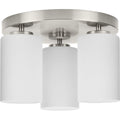 PROGRESS LIGHTING P350238-009 Brushed Nickel Cofield Collection 12 in. Three-Light Brushed Nickel Transitional Flush Mount