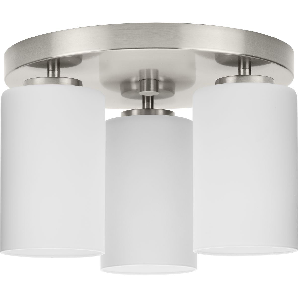PROGRESS LIGHTING P350238-009 Brushed Nickel Cofield Collection 12 in. Three-Light Brushed Nickel Transitional Flush Mount
