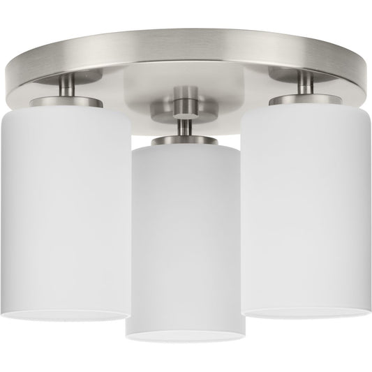 PROGRESS LIGHTING P350238-009 Brushed Nickel Cofield Collection 12 in. Three-Light Brushed Nickel Transitional Flush Mount
