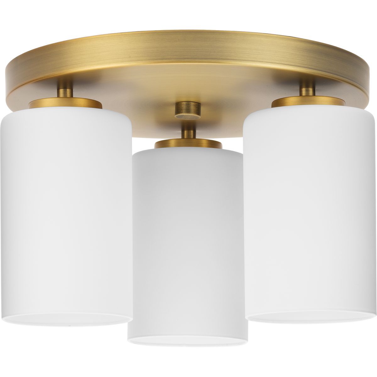 PROGRESS LIGHTING P350238-163 Vintage Brass Cofield Collection 12 in. Three-Light Vintage Brass Transitional Flush Mount