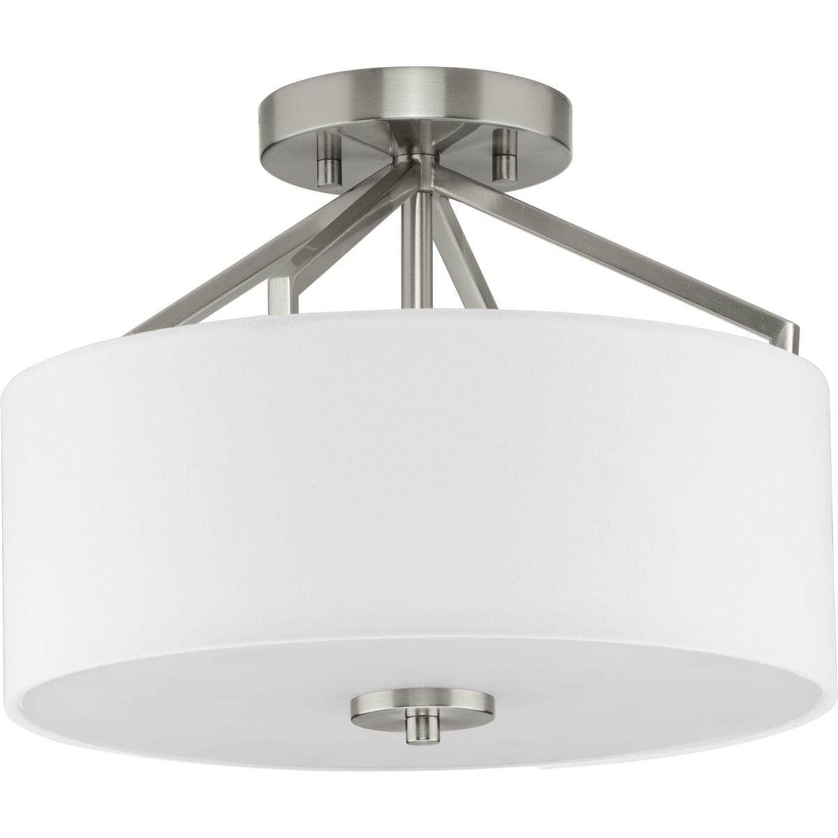 PROGRESS LIGHTING P350239-009 Brushed Nickel Goodwin Collection 13 in. Two-Light Brushed Nickel Modern Farmhouse Semi-Flush Mount Convertible