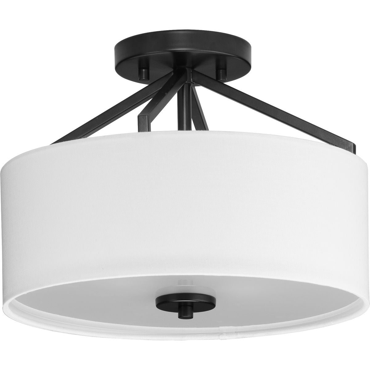 PROGRESS LIGHTING P350239-31M Matte Black Goodwin Collection 13 in. Two-Light Brushed Nickel Modern Farmhouse Semi-Flush Mount Convertible