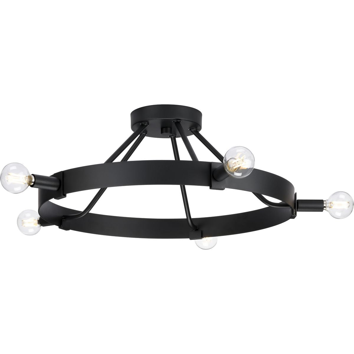 PROGRESS LIGHTING P350240-31M Matte Black Breckenridge Collection Five-Light Matte Black Rustic Farmhouse Semi-Flush Mount