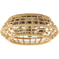 PROGRESS LIGHTING P350245-163 Vintage Brass Laila Collection 12-1/4 in. Two-Light Vintage Brass Coastal Flush Mount with Woven Jute Accents
