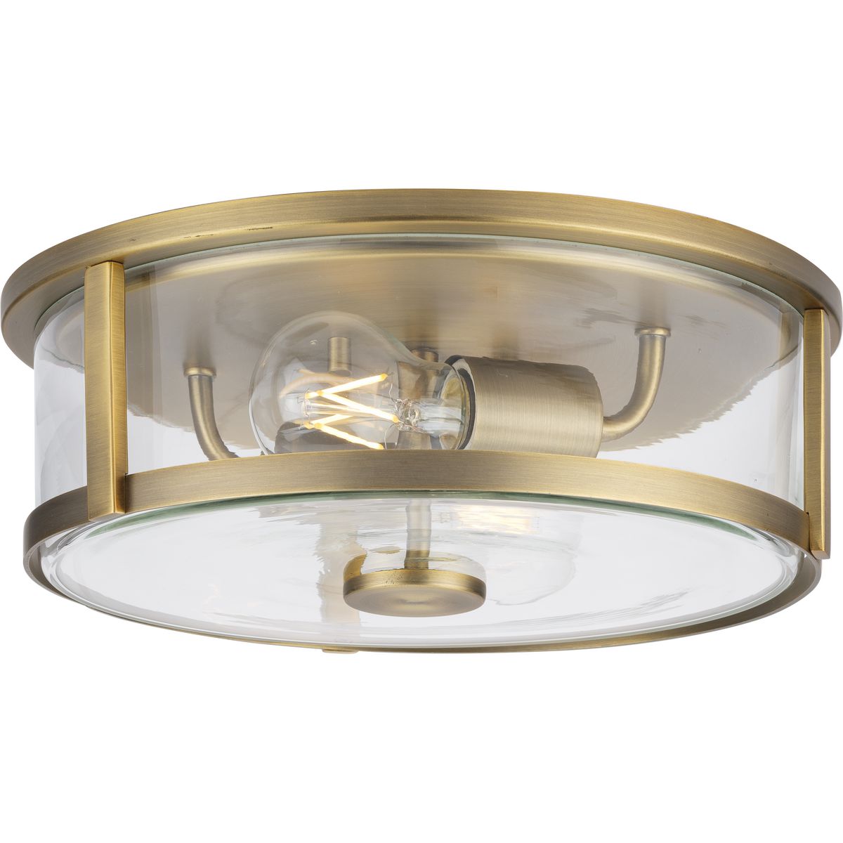 PROGRESS LIGHTING P350253-163 Vintage Brass Gilliam Collection 12-5/8 in. Two-Light Vintage Brass New Traditional Flush Mount