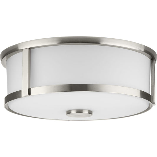 PROGRESS LIGHTING P350254-009 Brushed Nickel Gilliam Collection 12--5/8 in. Two-Light Brushed Nickel New Traditional Flush Mount