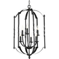 PROGRESS LIGHTING P3577-31 Matte Black Greyson Collection Six-Light, Two-Tier Foyer Chandelier