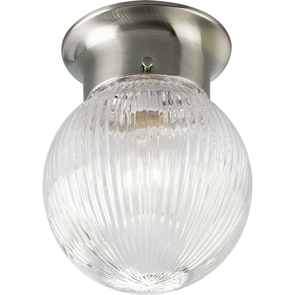 PROGRESS LIGHTING P3599-09 Brushed Nickel One-Light Glass Globe 6-3/8" Close-to-Ceiling