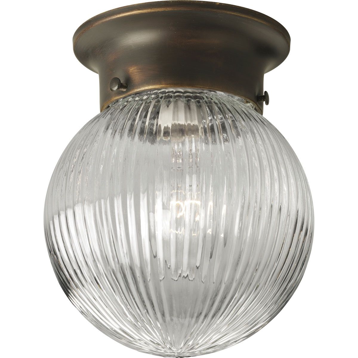 PROGRESS LIGHTING P3599-20 Antique Bronze One-Light Glass Globe 6-3/8" Close-to-Ceiling