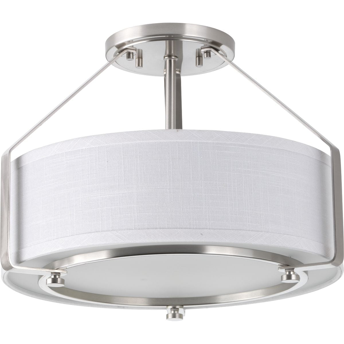 PROGRESS LIGHTING P3604-09 Brushed Nickel Ratio Collection Three-Light 16" Semi-Flush Mount