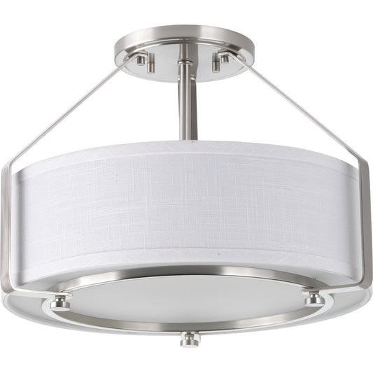 PROGRESS LIGHTING P3604-09 Brushed Nickel Ratio Collection Three-Light 16" Semi-Flush Mount