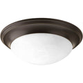 PROGRESS LIGHTING P3689-20 Antique Bronze Two-Light Alabaster Glass 14" Close-to-Ceiling
