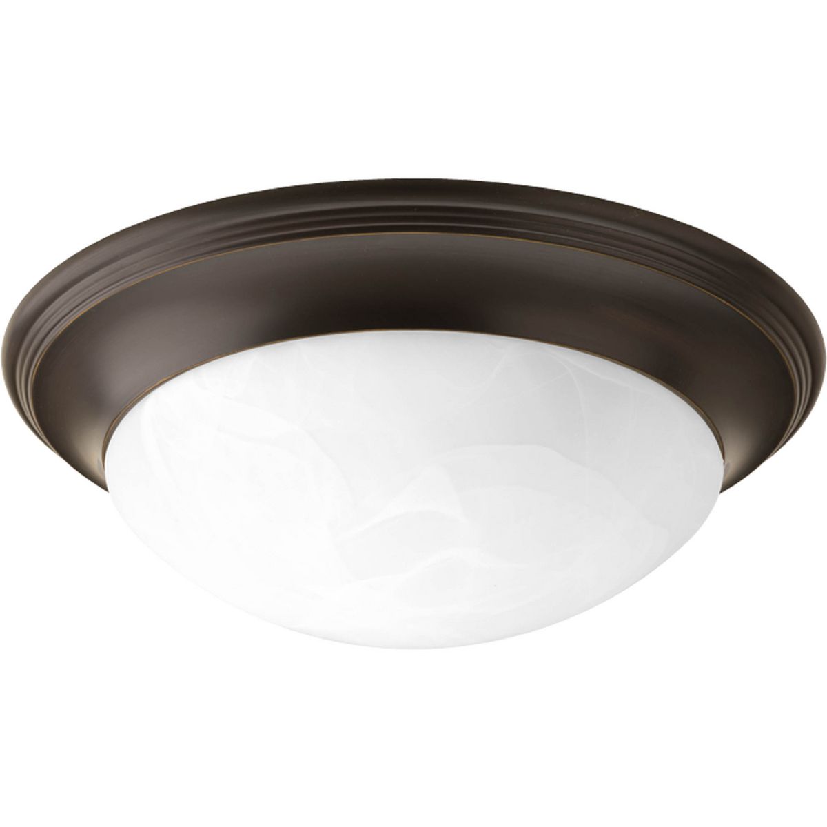 PROGRESS LIGHTING P3689-20 Antique Bronze Two-Light Alabaster Glass 14" Close-to-Ceiling