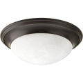 PROGRESS LIGHTING P3697-20 Antique Bronze Three-Light Alabaster Glass 16-5/8" Close-to-Ceiling