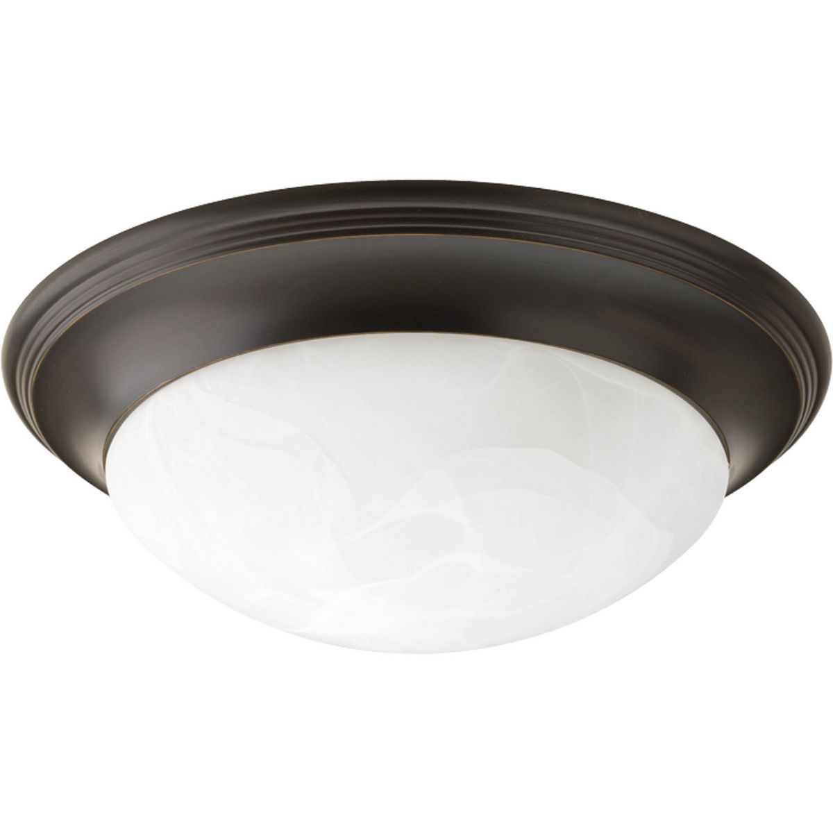 PROGRESS LIGHTING P3697-20 Antique Bronze Three-Light Alabaster Glass 16-5/8" Close-to-Ceiling