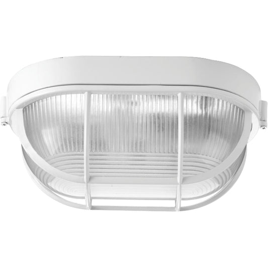 PROGRESS LIGHTING P3706-30 White One-Light Bulkhead 6-3/8" Flush Mount