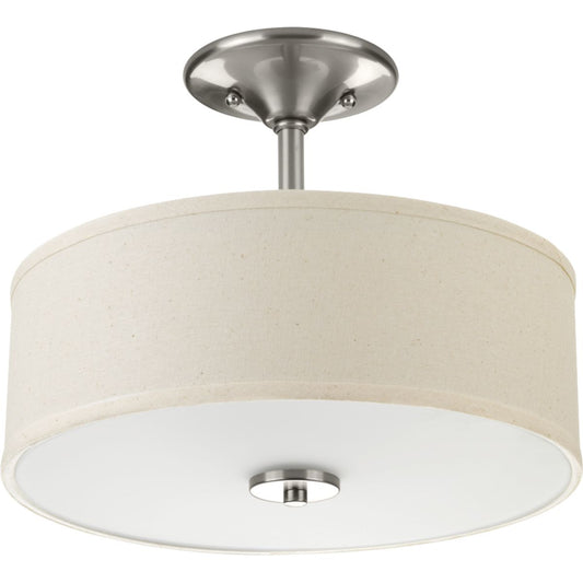 PROGRESS LIGHTING P3712-09 Brushed Nickel Inspire Collection Two-Light 13" Semi-Flush