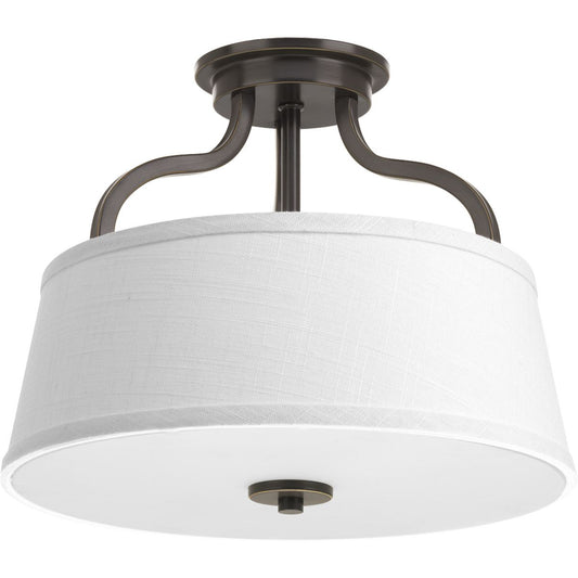 PROGRESS LIGHTING P3720-20 Antique Bronze Arden Collection Two-Light 14" Semi-Flush Convertible