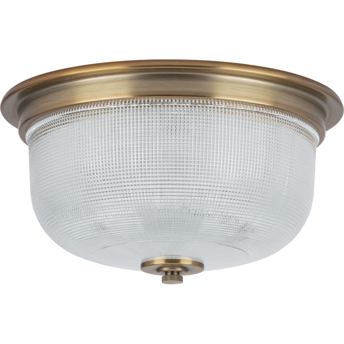 PROGRESS LIGHTING P3740-163 Vintage Brass Archie Collection Two-Light 12-3/8" Close-to-Ceiling