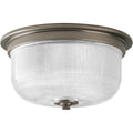 PROGRESS LIGHTING P3740-81 Antique Nickel Archie Collection Two-Light 12-3/8" Close-to-Ceiling