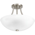 PROGRESS LIGHTING P3748-09 Brushed Nickel Gather Collection Two-Light 12-7/8" Semi-Flush Convertible