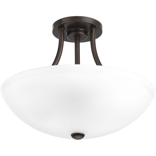 PROGRESS LIGHTING P3748-20 Antique Bronze Gather Collection Two-Light 12-7/8" Semi-Flush Convertible