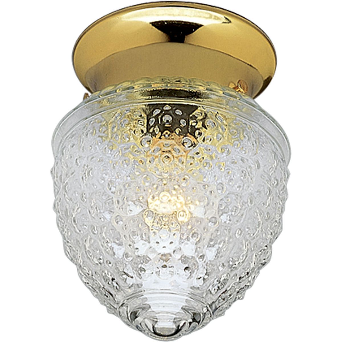 PROGRESS LIGHTING P3750-10 Polished Brass One-Light Glass Globe 5-1/2" Close-to-Ceiling