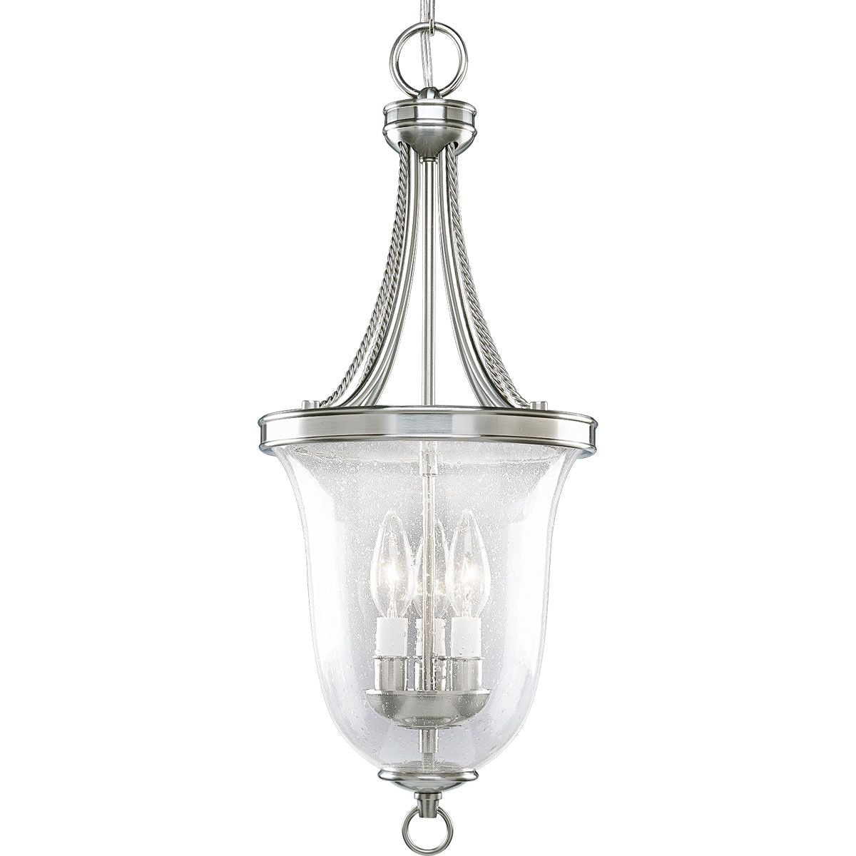 PROGRESS LIGHTING P3753-09 Brushed Nickel Seeded Glass Three-Light Foyer Pendant