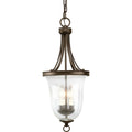 PROGRESS LIGHTING P3753-20 Antique Bronze Seeded Glass Three-Light Foyer Pendant