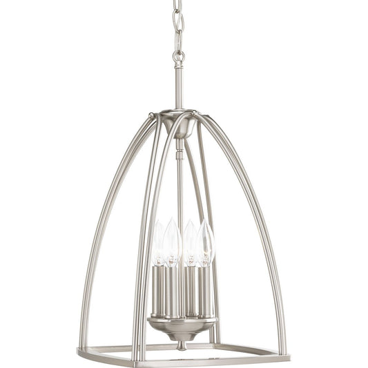 PROGRESS LIGHTING P3786-09 Brushed Nickel Tally Collection Four-Light Foyer Pendant