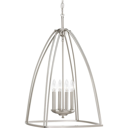 PROGRESS LIGHTING P3787-09 Brushed Nickel Tally Collection Four-Light Foyer Pendant