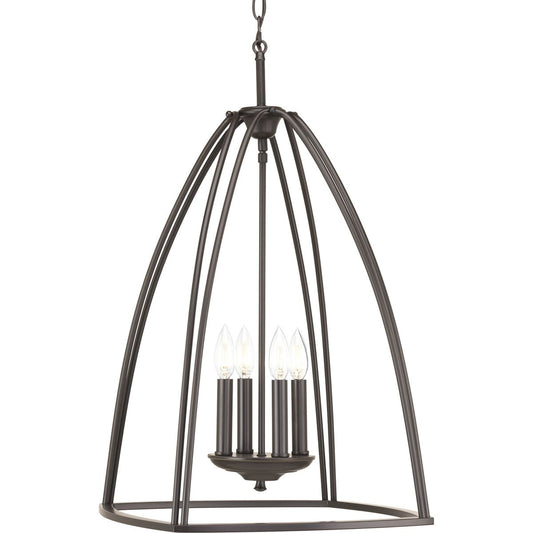 PROGRESS LIGHTING P3787-20 Antique Bronze Tally Collection Four-Light Foyer Pendant