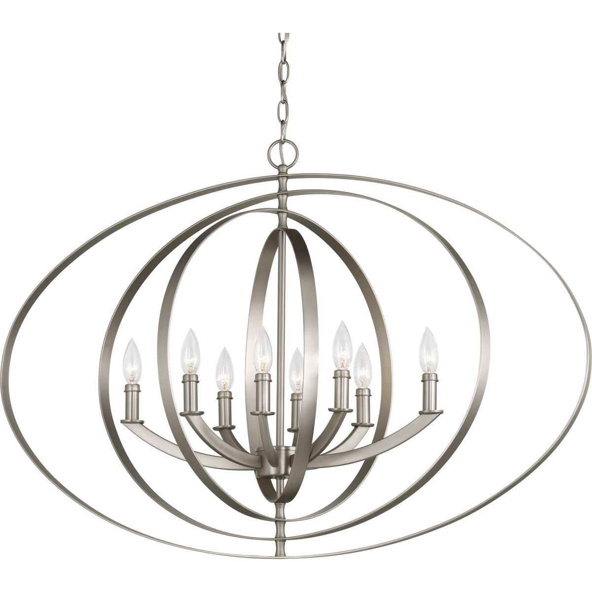 PROGRESS LIGHTING P3791-126 Burnished Silver Equinox Collection Eight-Light Oval Pendant