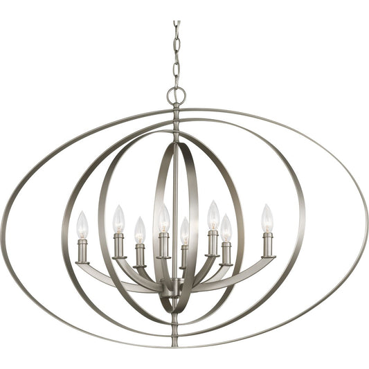 PROGRESS LIGHTING P3791-126 Burnished Silver Equinox Collection Eight-Light Oval Pendant