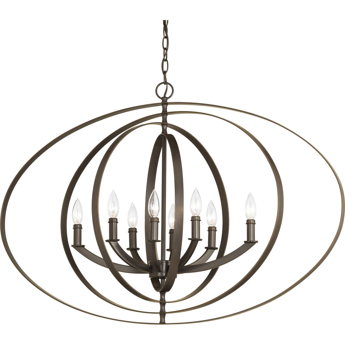 PROGRESS LIGHTING P3791-20 Antique Bronze Equinox Collection Eight-Light Oval Pendant