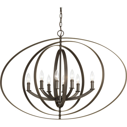 PROGRESS LIGHTING P3791-20 Antique Bronze Equinox Collection Eight-Light Oval Pendant