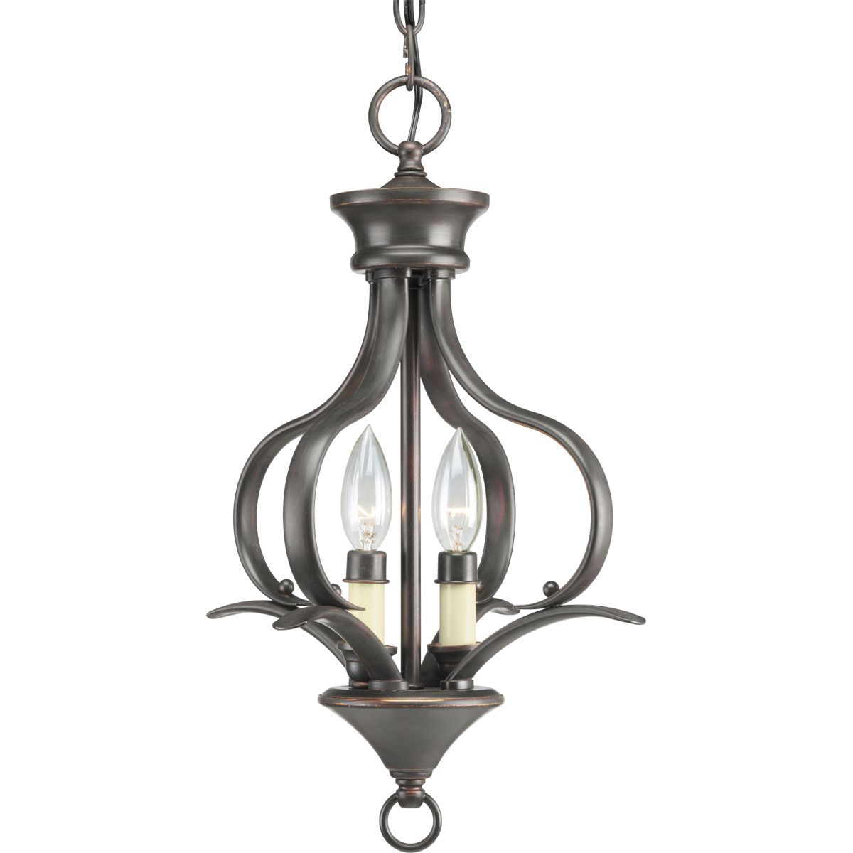 PROGRESS LIGHTING P3806-20 Antique Bronze Trinity Collection Two-Light Foyer Pendant